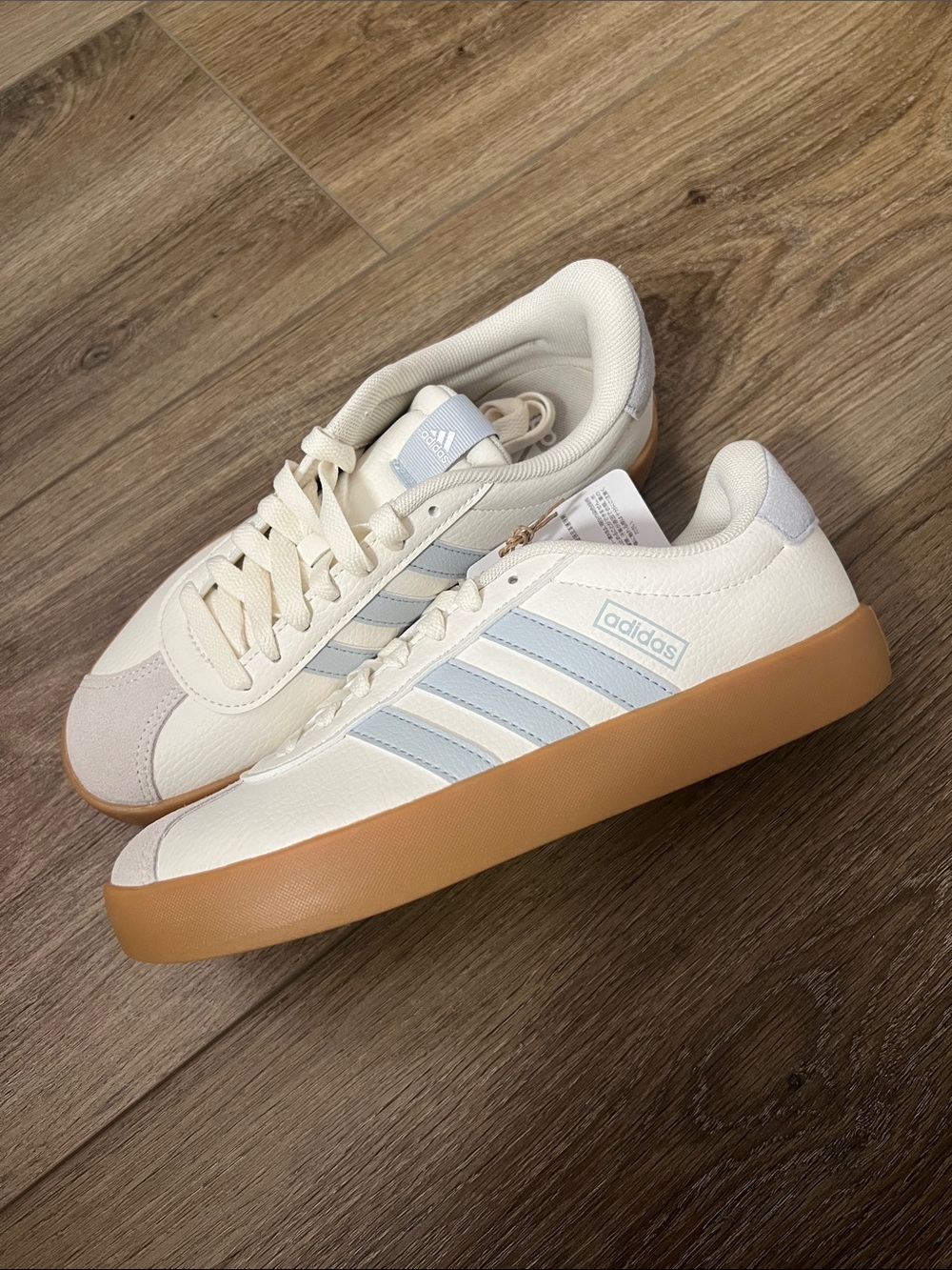 adidas Women’s Cream & Light Blue Low-Top Sneakers with Gum Sole